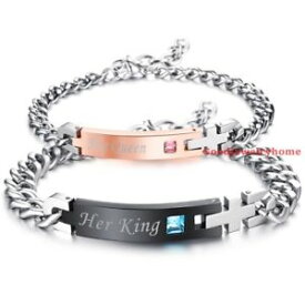 【送料無料】ブレスレット　アクセサリ—　カップルファッションステンレススチールブレスレットcharming couple fashion stainless steel his queen and her king lovers bracelets