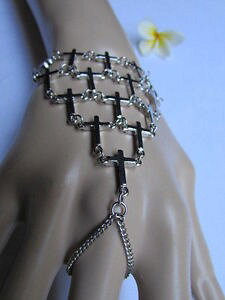 �y���������z�u���X���b�g�@�A�N�Z�T��?�@�V���o�[multi�~�j�N���X�`�F�[��women bracelet ring silver multi mini cross wide hand chain slave connect charms