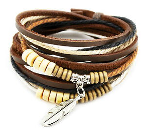 �y���������z�u���X���b�g�@�A�N�Z�T��?�@�Z���G�x���y���y��bracciale tibetano serie 13 in vera pelle pelle surfista