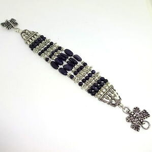 �y���������z�u���X���b�g�@�A�N�Z�T��?�@bracelets natural purple sunstone gemstone oval round beadedhandmade 34gramsbracelets natural purple sunstone gemstone ova