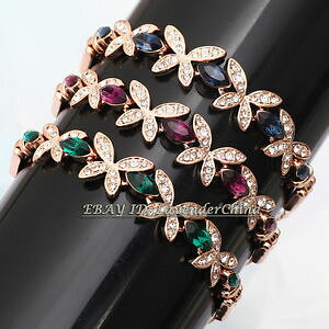 �y���������z�u���X���b�g�@�A�N�Z�T��?�@�t�@�b�V�����o�^�t���C�`�F�[���u���X���b�g���C���X�g�[���N���X�^��a1a012 fashion butterfly chain bracelet 18kgp cz rhinestone crystal