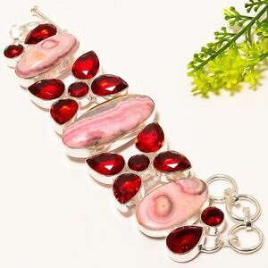 �y���������z�u���X���b�g�@�A�N�Z�T��?�@rhodochrositegarnet gemstone handmade jewelry bracelet78nrb1519rhodochrosite, garnet gemstone handmade jewelry bracelet 78
