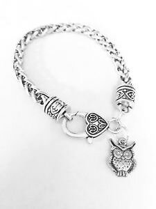 �y���������z�u���X���b�g�@�A�N�Z�T��?�@�t�N���E�u���X���b�gowl animal bird nature mom daughter mothers day friend gift charm bracelet