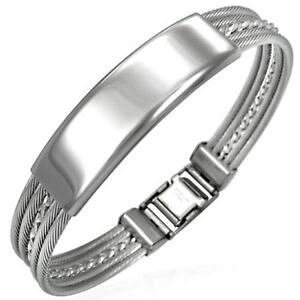 yzuXbg@ANZT?@XeXX`[cCXgP[u^OYuXbgstainless steel silvertone twisted cable name tag mens bracelet