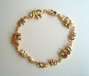 �y���������z�u���X���b�g�@�A�N�Z�T��?�@�S�[���h���b�L�u���X���b�g�h��14k gold plated elephant bracelet 7,5 pulsera de elefante suerte 75 7