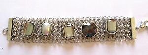 �y���������z�u���X���b�g�@�A�N�Z�T��?�@�t�@�b�V�����u���X���b�g�V���o�[fashion bracelet silver tone small circles large charms rectangle round oval