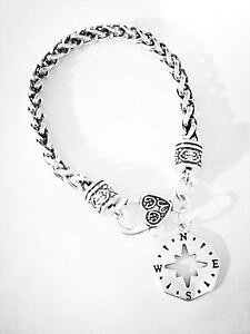 �y���������z�u���X���b�g�@�A�N�Z�T��?�@�R���p�X�u���X���b�g�r�[�`compass charm bracelet beach nautical travel best friend sister mom gift