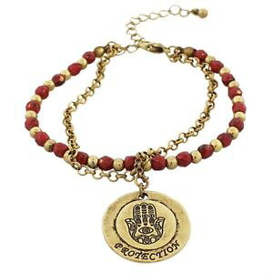 �y���������z�u���X���b�g�@�A�N�Z�T��?�@�t�@�b�V�����r�[�Y�u���X���b�gfashion alloy red goldtone hamsa evil eye protection adjustable beaded bracelet