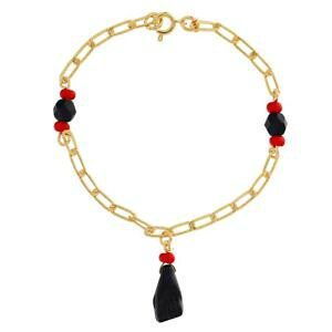 �y���������z�u���X���b�g�@�A�N�Z�T��?�@k listing18k placcato oro figa mano finto azabache bracciale malocchio protezione 178cm