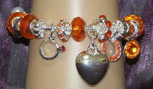 yzuXbg@ANZT?@X^[OVo[IWNX^t@bVuXbg 925 sterling silver filled and orange crystal fashion charm bracelet