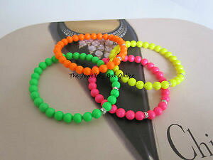 yzuXbg@ANZT?@XtXL[lIKXr[YuXbgsNIWnhChgenuine swarovski neon glass bead bracelet pink green yellow orange handmade