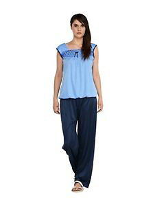 yzuXbg@ANZT?@womens}LVTCYsky blue color womens nightdress night weardressmaxinighty free size