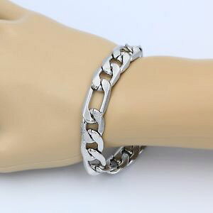 �y���������z�u���X���b�g�@�A�N�Z�T��?�@�V���o�[�X�e�����X�X�`�[���t�B�K���`�F�[���u���X���b�g12mm high quality men women silver 316l stainless steel figaro chain bracelet 9