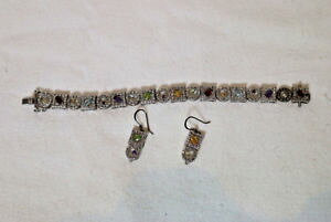 �y���������z�u���X���b�g�@�A�N�Z�T��?�@�����O�}�b�`�u���X���b�gbeautiful jeweled bracelet with matching ear rings