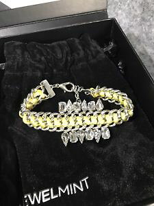 yzuXbg@ANZT?@{bNX^||uXbg in box jewelmint dandelion woven yellow thread bracelet with clear crystals