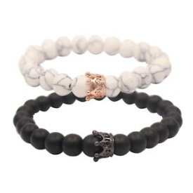 【送料無料】ブレスレット　アクセサリ—　カップルブレスレッツkingcouple bead bracelets kingamp;queen crown design natural wishing healing stones