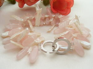 yzuXbg@ANZT?@p[[YNH[cuXbg8 2strds white biwa pearl rose quartz bracelet
