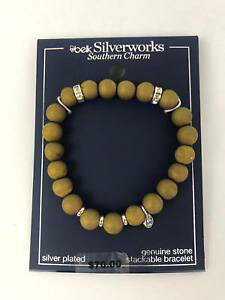 �y���������z�u���X���b�g�@�A�N�Z�T��?�@�}�b�g�x���N�u���X���b�g belk silverworks silver plated charm genuine matte stones stretch bracelet