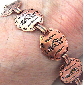 �y���������z�u���X���b�g�@�A�N�Z�T��?�@�u���X���b�g725cb 265kokopelli�����Ncopper bracelet 725 linked wheeler kokopelli arthritis healing folklore cb 265