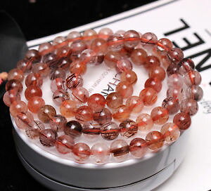 yzuXbg@ANZT?@bh`373mmuXbgaaa73mm natural red rutilated quartz stretch crystal 3 laps beads bracelet aaa