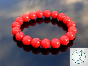 yzuXbg@ANZT?@uXbgred coral 10mm natural dyed gemstone bracelet 69 elasticated healing stone