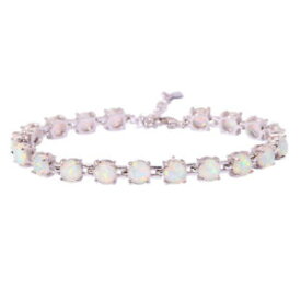 【送料無料】ブレスレット　アクセサリ—　オパールシルバーブレスレットwhite fire opal women jewelry gemstone silver bracelet 78 12 ls383