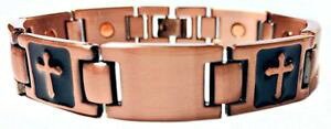 �y���������z�u���X���b�g�@�A�N�Z�T��?�@85 �����N�u���X���b�gmenswomens85 crossed religious magnetic therapy link bracelet mens or womens