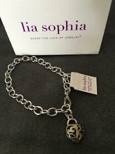 yzuXbg@ANZT?@n[g`[uXbg{bNX\tBAOheart charm bracelet lia sophia lovey dovey n in box 6 34 long