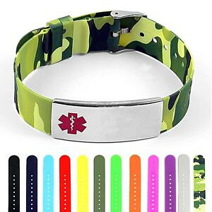 yzuXbg@ANZT?@idtaggedVR[uN^OiduXbgidtagged silicone medical alert blank polished steel tag id bracelet