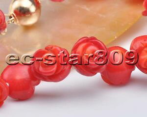 �y���������z�u���X���b�g�@�A�N�Z�T��?�@�n���h���C�h�o���u���X���b�gs2184 handmade 8 10mm red coral carve rose bracelet