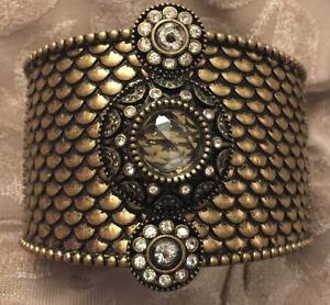 yzuXbg@ANZT?@\tBAuYr[YNX^qWJtuXbgnwt lia sophia bronze beaded crystal wide chunky hinged cuff statement bracelet