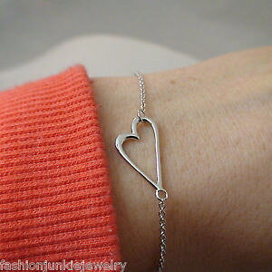 yzuXbg@ANZT?@n[guXbgX^[OVo[uXbgC`sideways heart bracelet 925 sterling silver heart love bracelet ** 8 inch