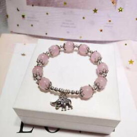 【送料無料】ブレスレット　アクセサリ—　ピンクローズクォーツブレスレットシルバーエレファントnatural pinkrose quartz crystal girlwomen bracelet s925 silver elephant gifts