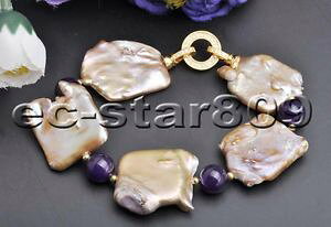 yzuXbg@ANZT?@x_[p[EhAWXguXbgp6030 huge 8 35mm lavender massive keshi pearl round amethyst bracelet