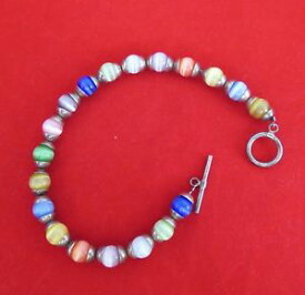 【送料無料】ブレスレット　アクセサリ—　スターリングガラスビーズブレスレットsterling amp; multi colored glass beads bracelet 1239