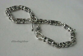 【送料無料】ブレスレット　アクセサリ—　スターリングシルバーデザイナーブレスレットインチグラム925 sterling silver designer bracelet 8 inches, 88 grams, 44mm width