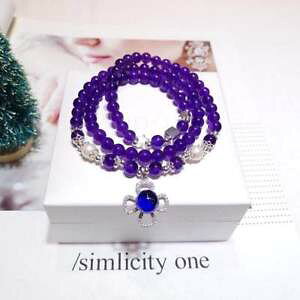 yzuXbg@ANZT?@s9253AWXguXbgfashion natural amethyst crystal s925 silver three circles bracelet healing gift