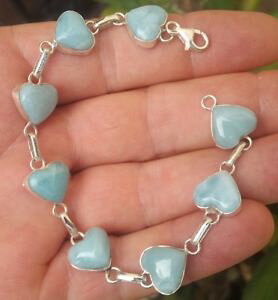 yzuXbg@ANZT?@larimar925X^[Obracelet ha11blue heart larimar stones 925 sterling silver bracelet ha11