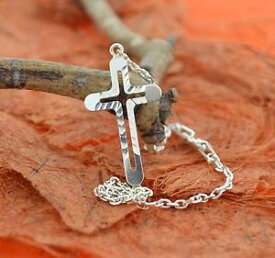 【送料無料】ブレスレット　アクセサリ—　サイドクロスシンプルside cross braceletsterling silvercross,hollow,religious,faith,simple gift