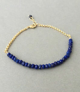 �y���������z�u���X���b�g�@�A�N�Z�T��?�@�u���X���b�gblue lapis gemstone beaded gold bracelet also available in silver