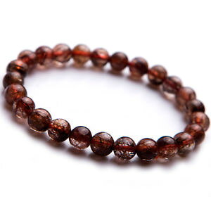 yzuXbg@ANZT?@`uXbg8mmaaagenuine natural copper rutilated quartz round beads bracelet 8mm aaa