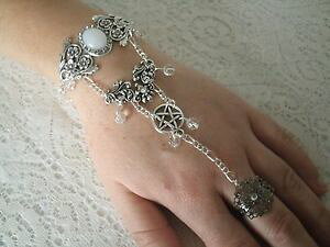 yzuXbg@ANZT?@y^NX[uuXbgwiccanwiccamoonstone pentacle slave bracelet wiccan pagan wicca witch witchcraft hand chain
