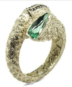 �y���������z�u���X���b�g�@�A�N�Z�T��?�@�N���X�^���h���S���J�t�u���X���b�ggreen crystal amp; goldtone dragon cuff bracelet novadab