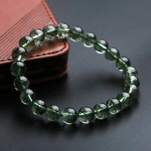 yzuXbg@ANZT?@`Ehr[YuXbgXgb`8mm natural green rutilated quartz crystal stretch round beads bracelet aaa