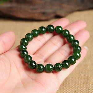 �y���������z�u���X���b�g�@�A�N�Z�T��?�@�i�`�������r�[�Y�`�F�[��hiq chinese 100 natural a green grade hetian jade jadeite bead chain bracele