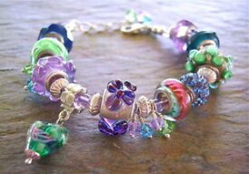 【送料無料】ブレスレット　アクセサリ—　セールヨーロッパビーズブレスレットマルチカラービーズ european bead bracelet multicolor blues, greens, purple large hole beads