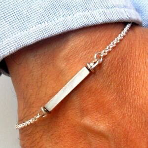 yzuXbg@ANZT?@X^[OVo[l[^OuXbgN`F[Jt925 sterling silver rectangle name tag dog id bracelet link chain cuff men women