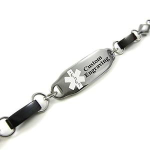 yzuXbg@ANZT?@myiddr uXbg316|hXeXmyiddr custom engraved medical bracelet, 316l stainless steel