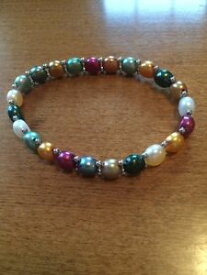 【送料無料】ブレスレット　アクセサリ—　パールストレッチブレスレットマルチカラーシルバービーズbelpearl pearl stretch bracelet, multi color, silver beads