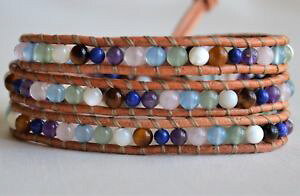 �y���������z�u���X���b�g�@�A�N�Z�T��?�@�}���`�J���[�u���X���b�g�r�[�Ymulticolor 3xwrap leather bracelet beaded artisan jewelry by yevga